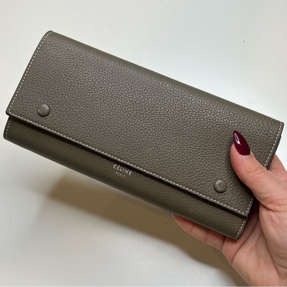 CELINE Calfskin Leather SOURIS Yellow Large Flap Multifunction Long Wallet - Picture 16 of 16